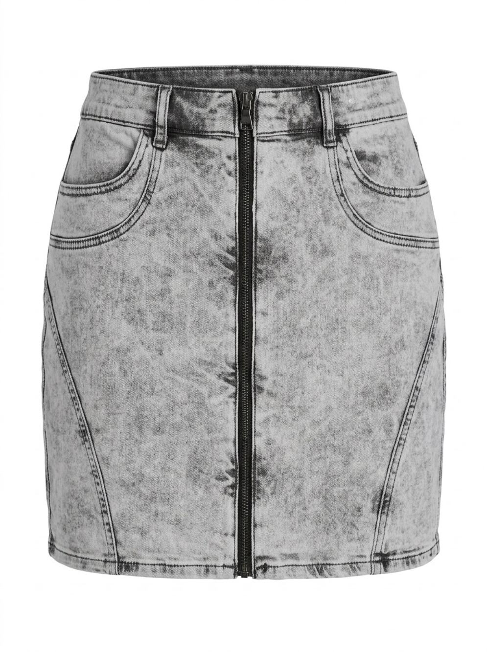 Express Extreme High Rise Acid Wash Denim Full Zip Mini Skirt Women Size 12